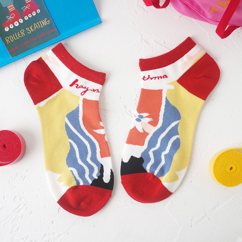 New Spring Summer Designer Japanese Cartoon Cute Little Girl Meng Fresh Cotton Boat Socks Thin Jacquard Socks